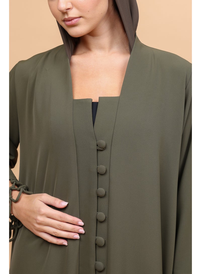 IKKXA Imperial Sage Buttoned Abaya - Image 2